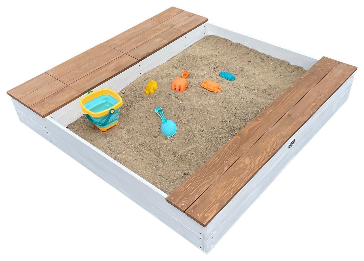 Sandkasten A031.016.01 - Braun/Weiß, KONVENTIONELL, Holz (117/18,7/119cm) - Ambia Garden