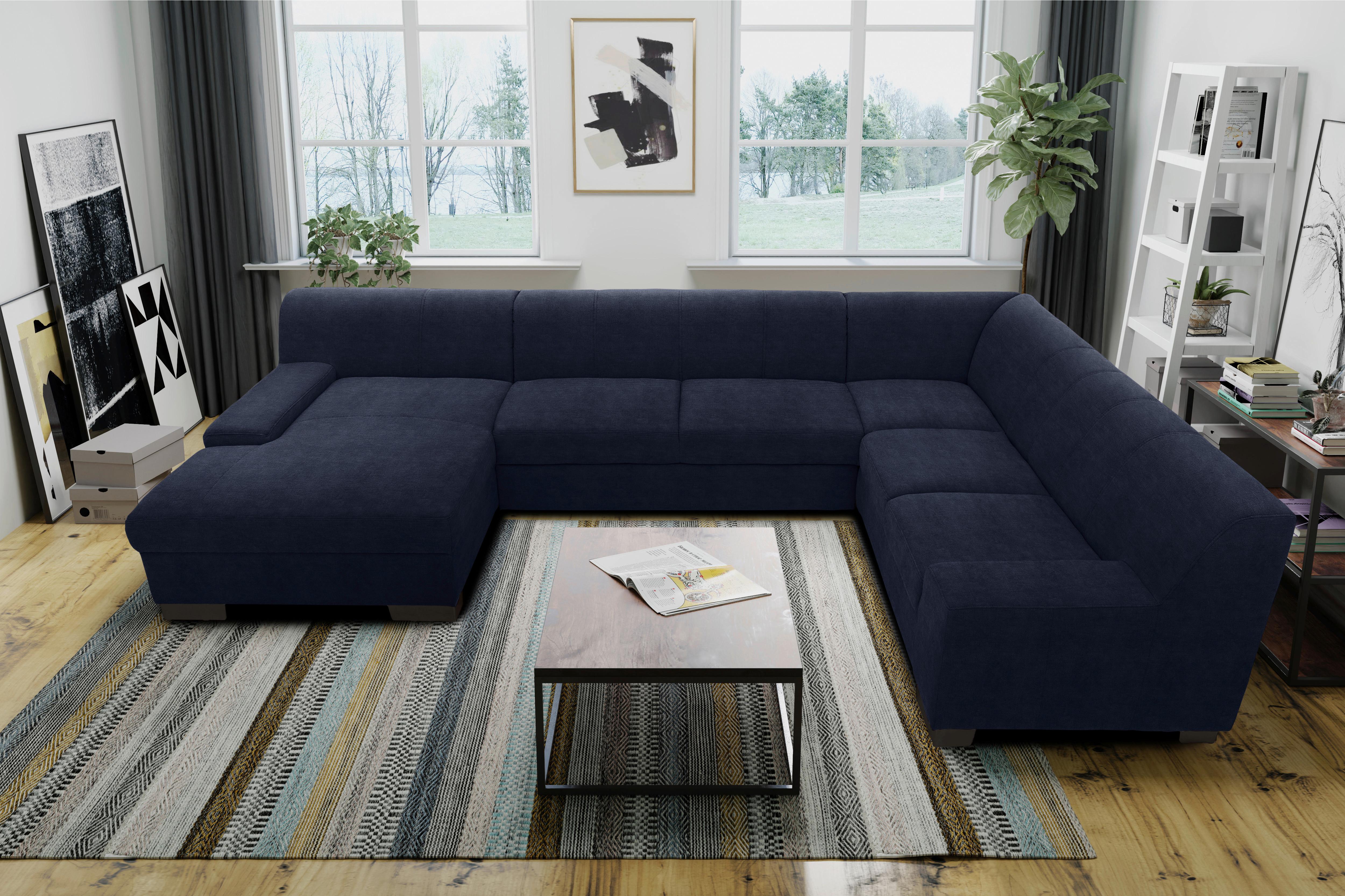 Wohnlandschaft Norma Blau Webstoff - Wengefarben/Blau, Design, Textil (153/328/212cm) - MID.YOU