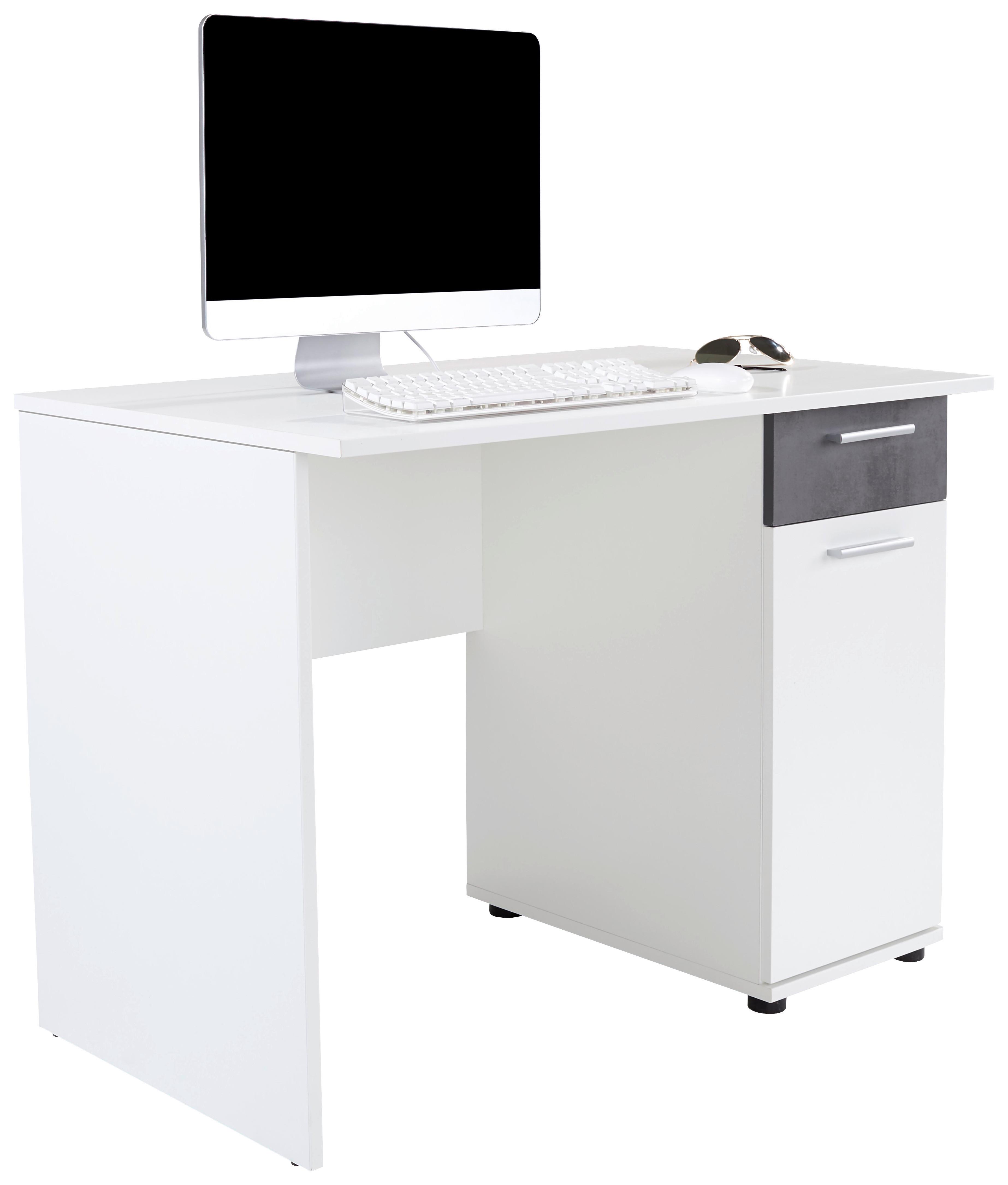 Schreibtisch mit Stauraum B 109cm H 77cm Star, Weiß - Dunkelgrau/Weiß, KONVENTIONELL, Holzwerkstoff (109/60/77cm)