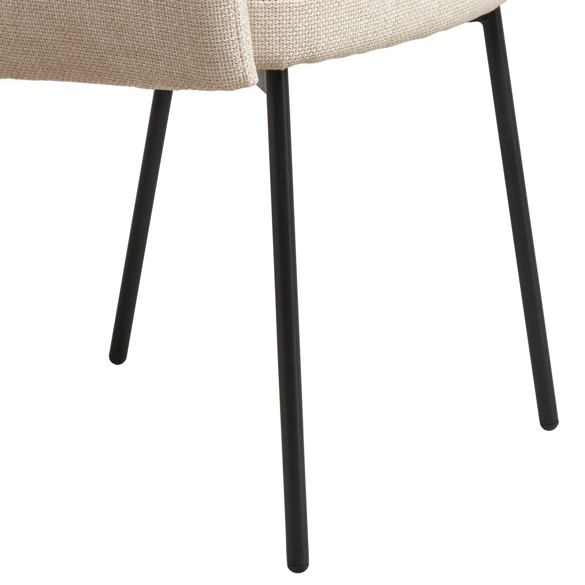 Armlehnstuhl Pauline Leinenoptik Beige, B: 62 cm - Beige/Schwarz, KONVENTIONELL, Holz/Textil (62/85/64cm) - MID.YOU