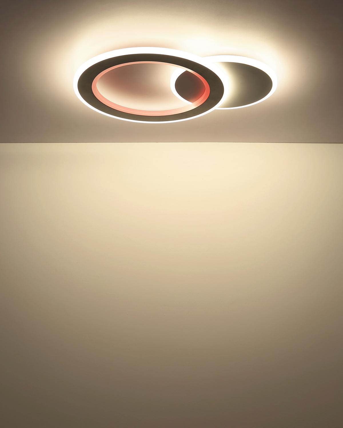 LED-Deckenleuchte 2700-6000k - Hellgrau/Schwarz, Design, Kunststoff/Metall (51/38/4cm) - Globo