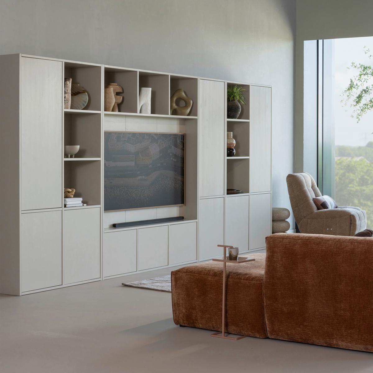 WOHNWAND Meggy Grau B: 160cm - Grau, Design, Holz (160/215/40cm) - Livetastic