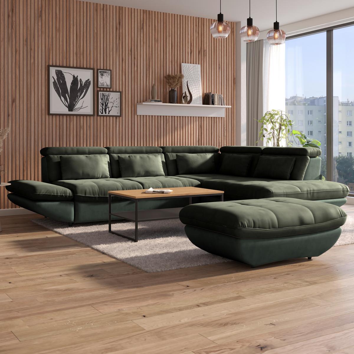 TABURET PARK - černá/světle zelená, Moderní, textil/plast (107/75cm) - Luca Bessoni