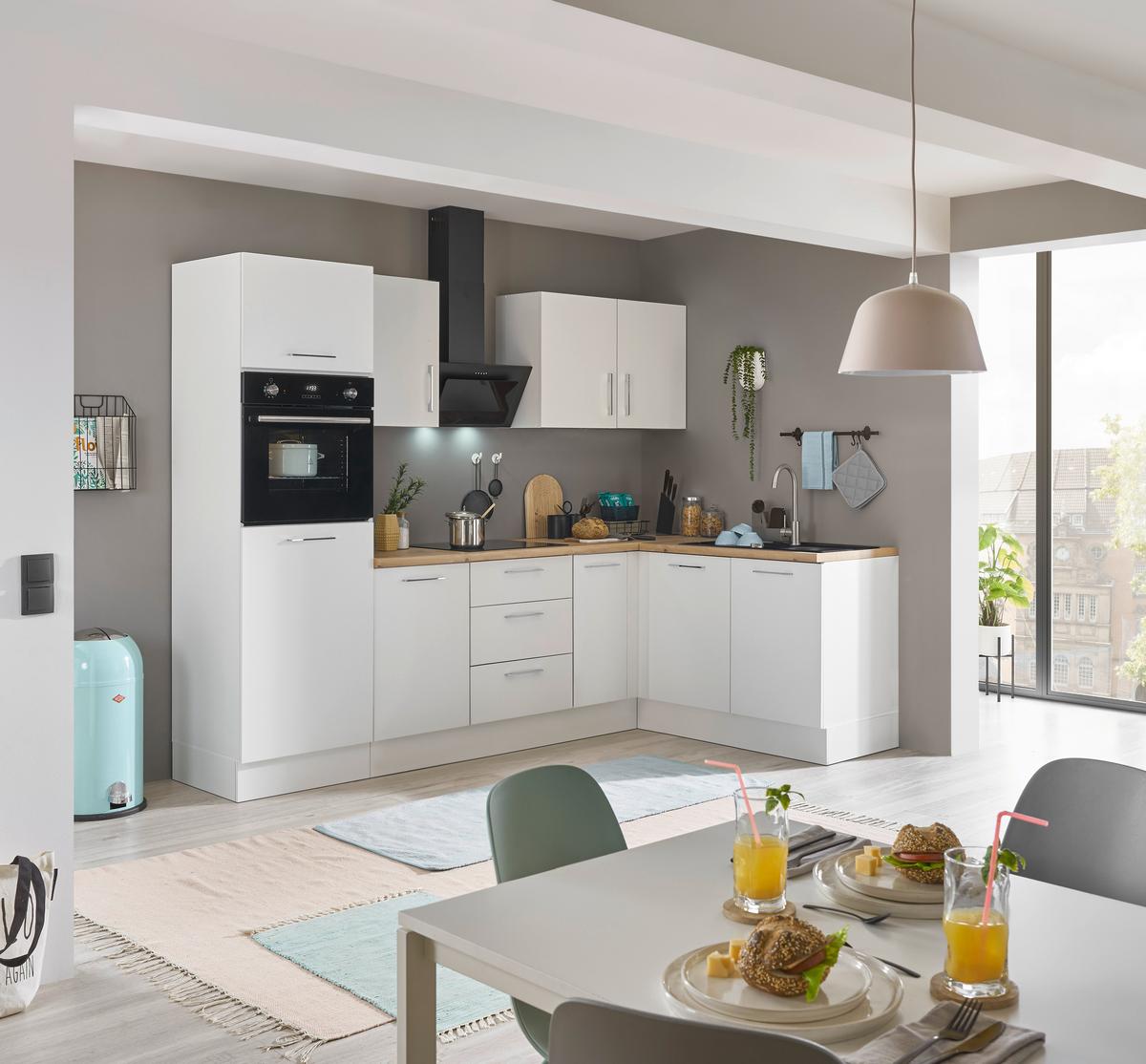 Eckküche Turin Weiß/Eiche Dekor 270x165 cm - Weiß/Eiche Artisan, Basics, Holzwerkstoff (270/165cm) - MID.YOU