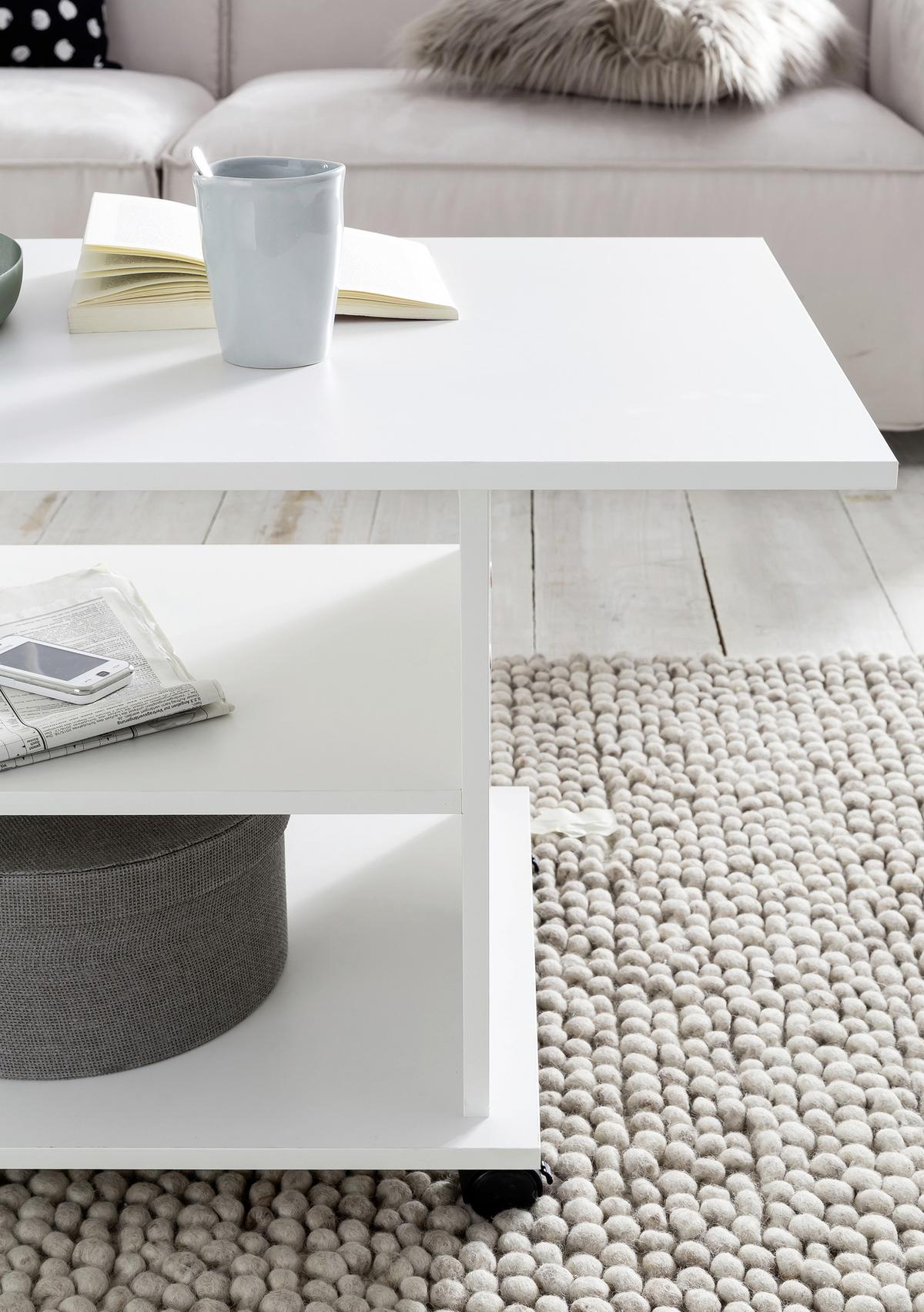 Konferenční stůl bílý - bílá, Moderní, kompozitní dřevo/plast (95/54,5/51cm) - MID.YOU