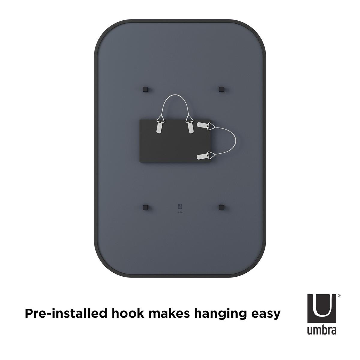 NÁSTĚNNÉ ZRCADLO MIRRI - černá, Konvenční, plast/sklo (92/61/3cm) - Umbra