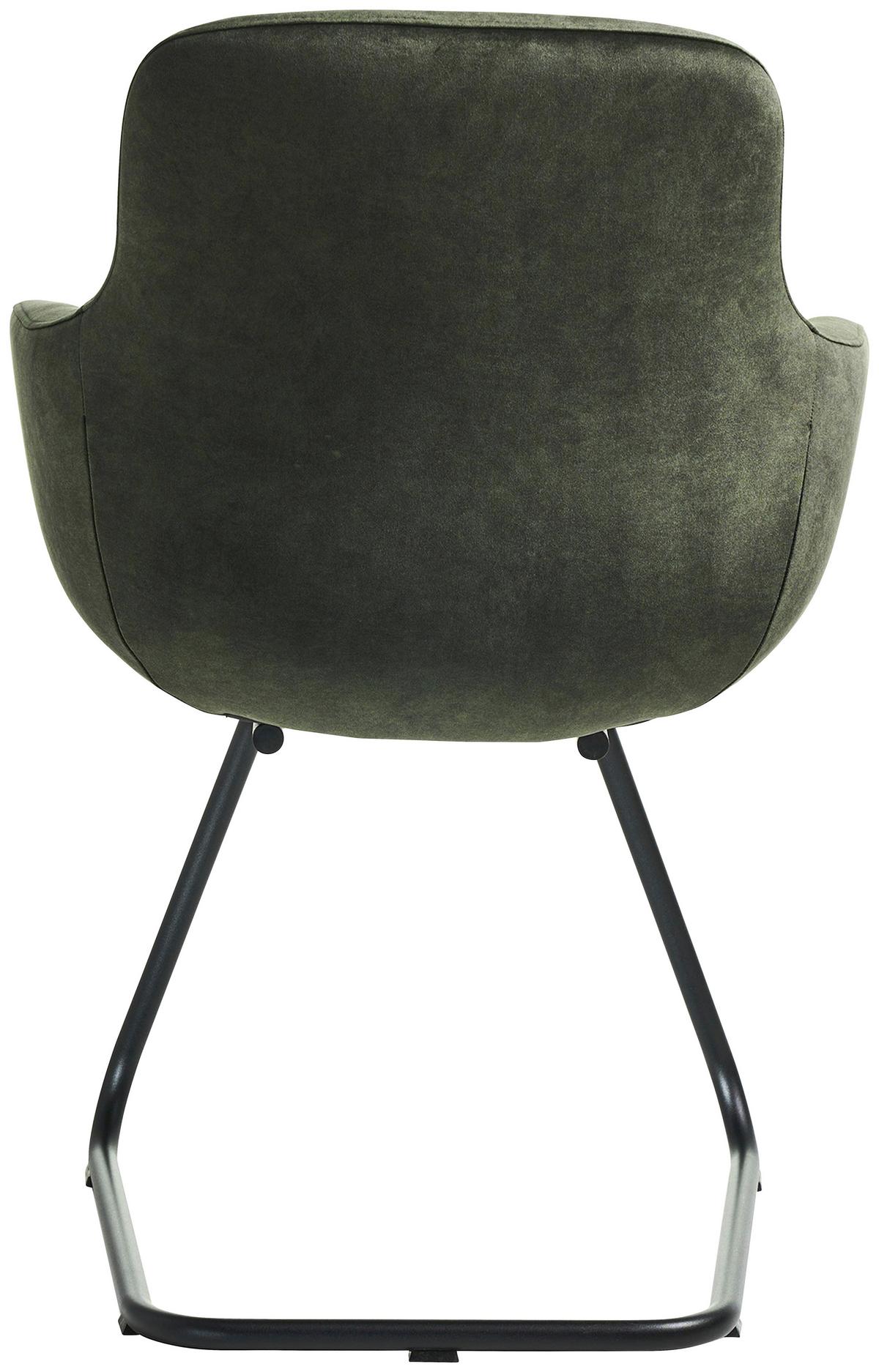 STOLIČKA S PODRÚČKAMI SWING-CHA - čierna/lesná zelená, Basics, kov/textil (62/89/61cm) - Celina Home