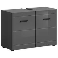 Waschbeckenunterschrank Soft 2-Türig B: 80 cm - Grau Hochglanz/Schwarz, MODERN, Holzwerkstoff (80/56/34cm) - MID.YOU