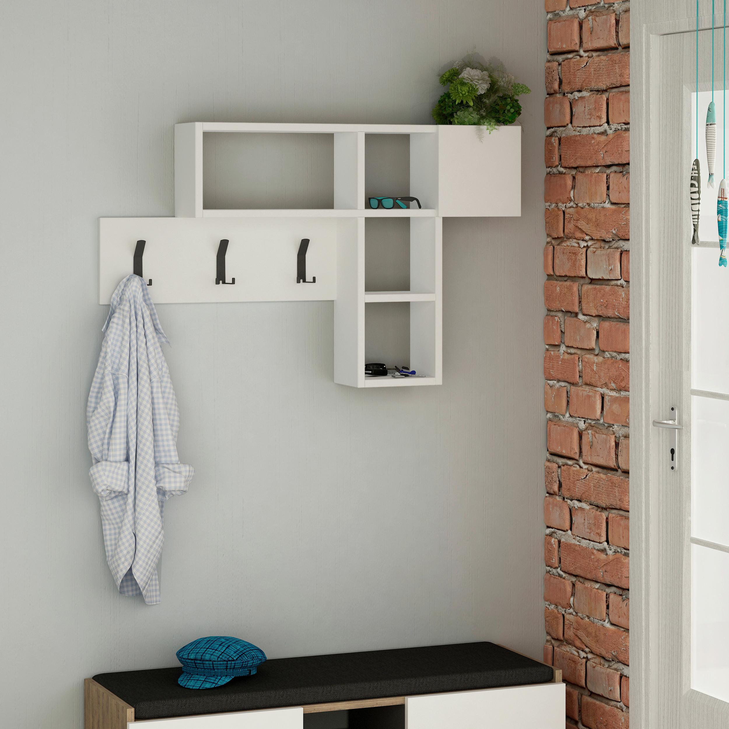 Wandgarderobe Game Hanger Game Hanger, Weiß B: 99,5 Cm - Weiß, Design, Holzwerkstoff (99.5/61/15cm) - Livetastic