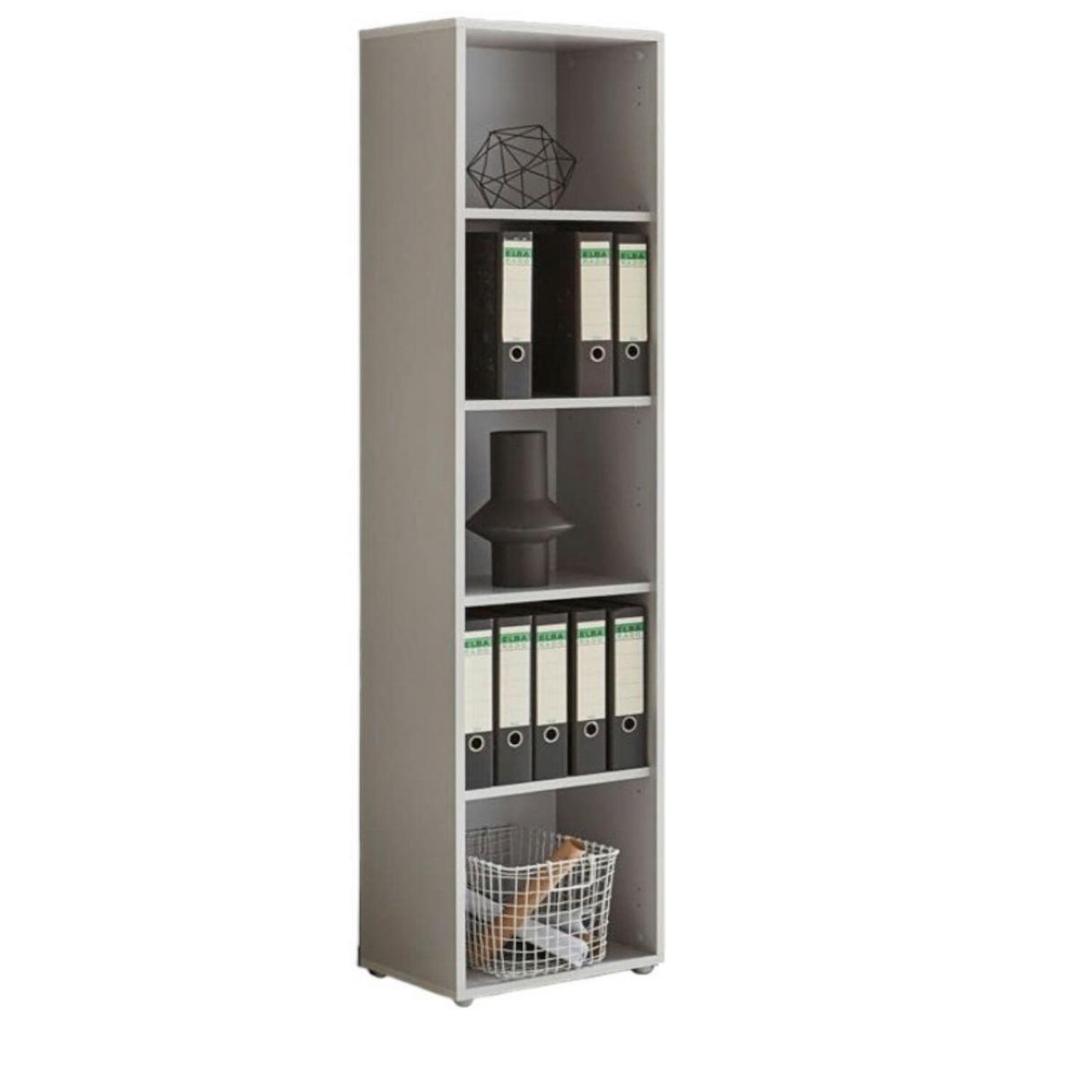 Aktenregal Grau B: 44,1cm - Silberfarben/Grau, MODERN, Holzwerkstoff (44,1/185,6/33cm) - MID.YOU