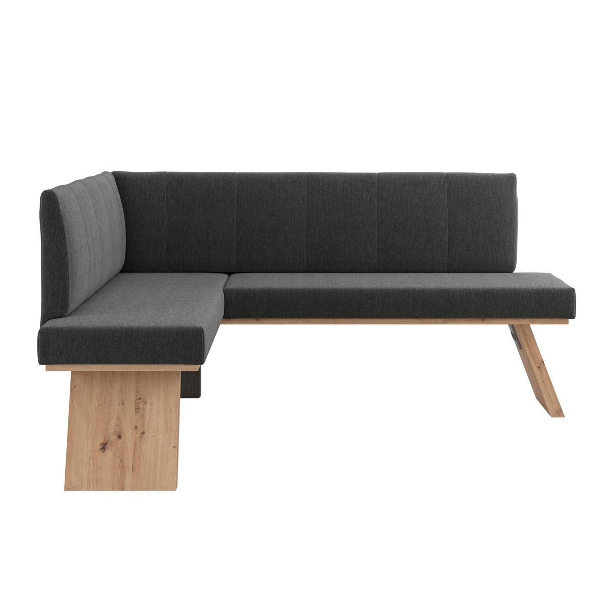 Eckbank Emma Ii - Eichefarben/Schwarz, KONVENTIONELL, Holzwerkstoff/Textil (140/160cm)