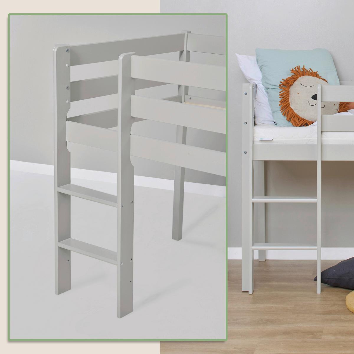 Hochbett Eco Comfort Grau, Lf: 70x160 cm - Naturfarben/Grau, MODERN, Holz (70/160cm) - MID.YOU