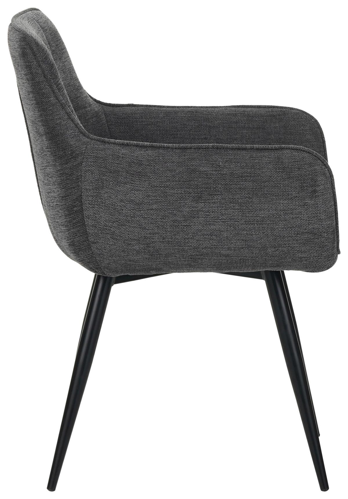 Armlehnstuhl Leicester - Schwarz/Grau, LIFESTYLE, Textil/Metall (57/84/60cm) - MID.YOU