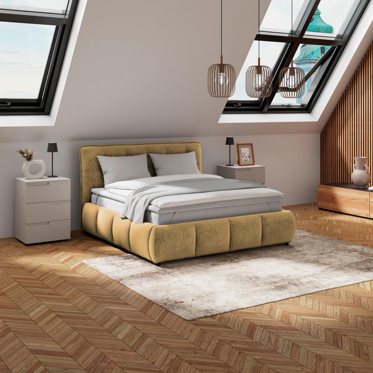 Polsterbett Limo Goldfarben 140x200 Cm - Goldfarben/Schwarz, KONVENTIONELL, Holz/Holzwerkstoff (140/200cm) - James Wood