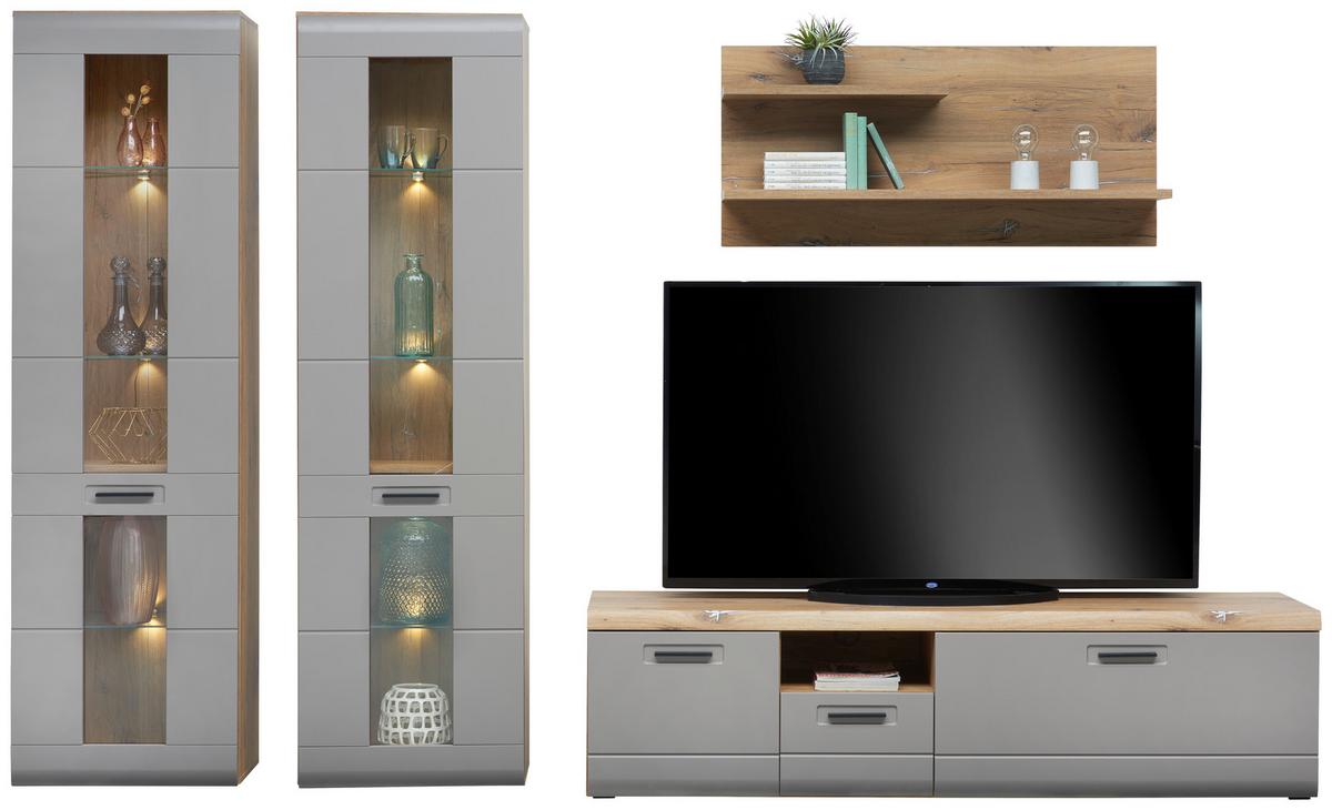 Vitrine Auris B: 60 Cm Eiche/basalt - Grau, MODERN, Glas/Holzwerkstoff (60/204,2/37,1cm) - Luca Bessoni