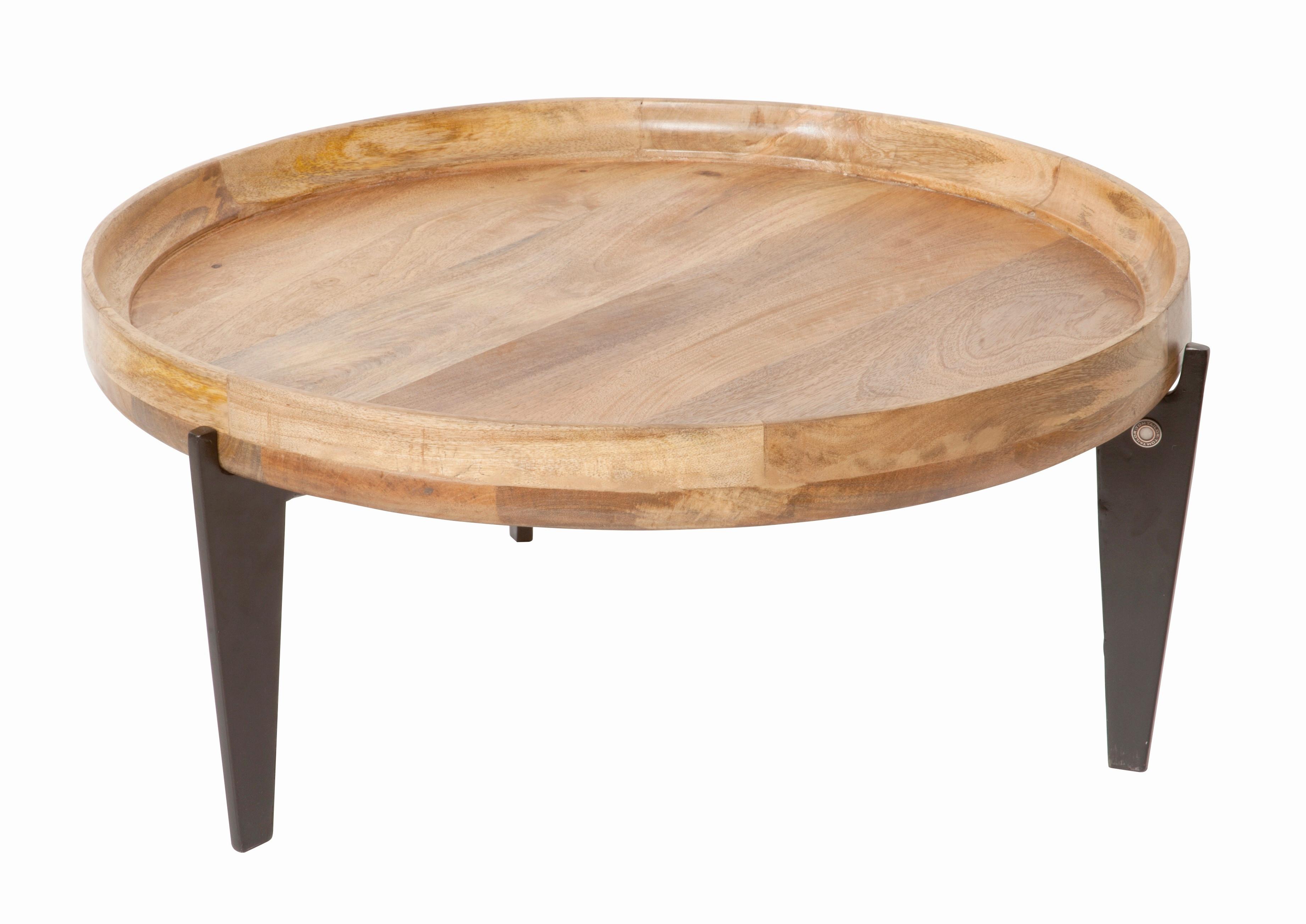 COUCHTISCH Mangholz B: 75cm - Schwarz/Naturfarben, Design, Holz/Metall (75/75/34cm) - MID.YOU