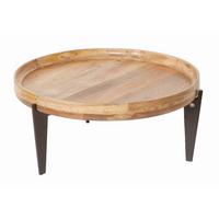 COUCHTISCH Mangholz B: 75cm - Schwarz/Naturfarben, Design, Holz/Metall (75/75/34cm) - MID.YOU