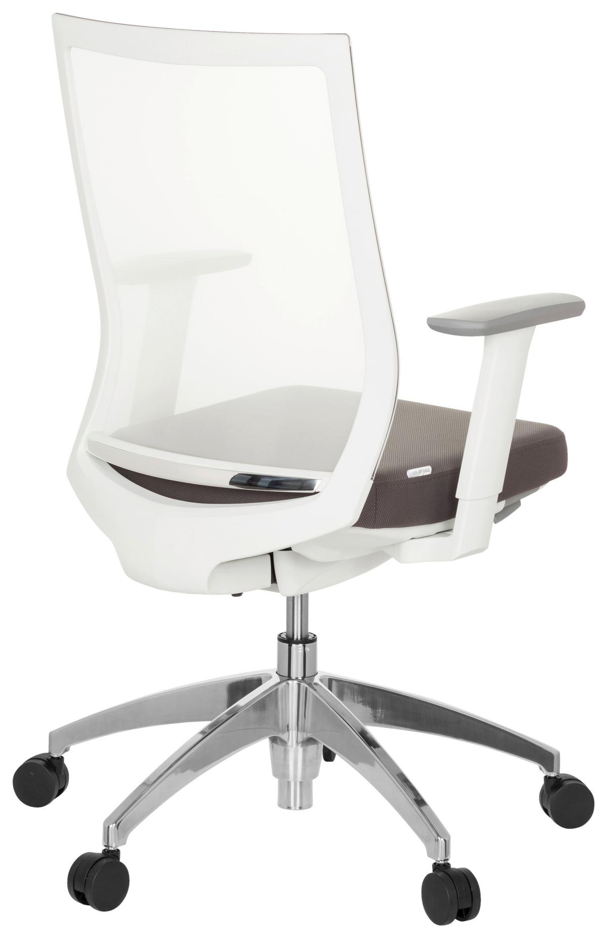 Drehstuhl Aspen Armstützen Gau/Weiß Bis 120kg - Alufarben/Weiß, MODERN, Kunststoff/Textil (63/97/55cm) - MID.YOU