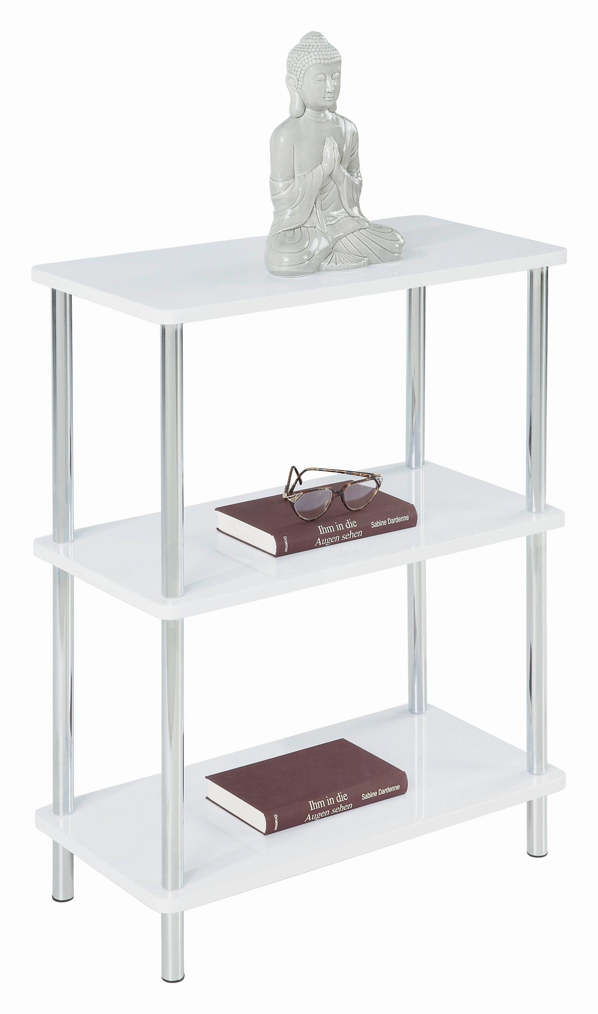 Regal Tim 60 cm Weiß/Chromfarben - Chromfarben/Weiß, MODERN, Holzwerkstoff/Metall (60/83/30cm)