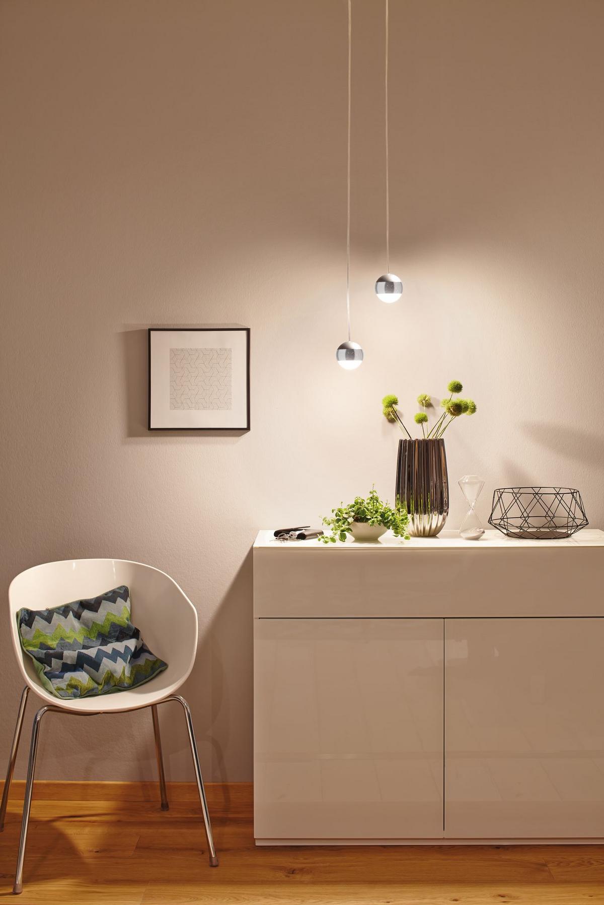 Schienensystem Urail Hängeleuchte 95458 Kugelform - Chromfarben/Weiß, Design, Metall (8,7/130cm) - Paulmann