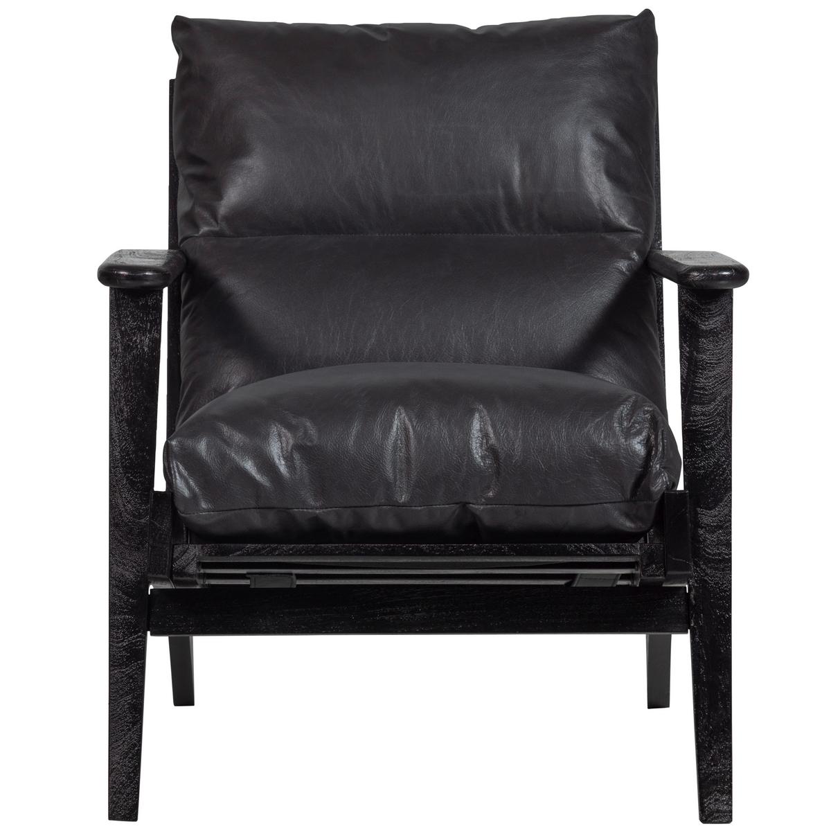Sessel Houston Schwarz B: 71 Cm - Schwarz, Design, Leder/Holz (71/86/71cm) - Livetastic