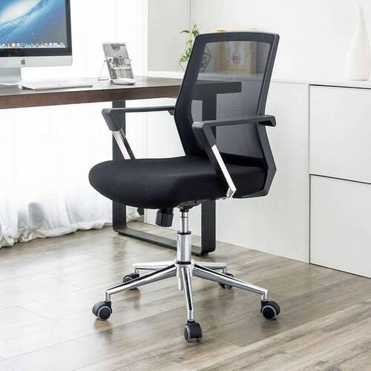 Bürostuhl mit Netzbespannung Schwarz, Bis 150 Kg - Chromfarben/Schwarz, Basics, Kunststoff/Textil (61/102/55cm) - Boxxx