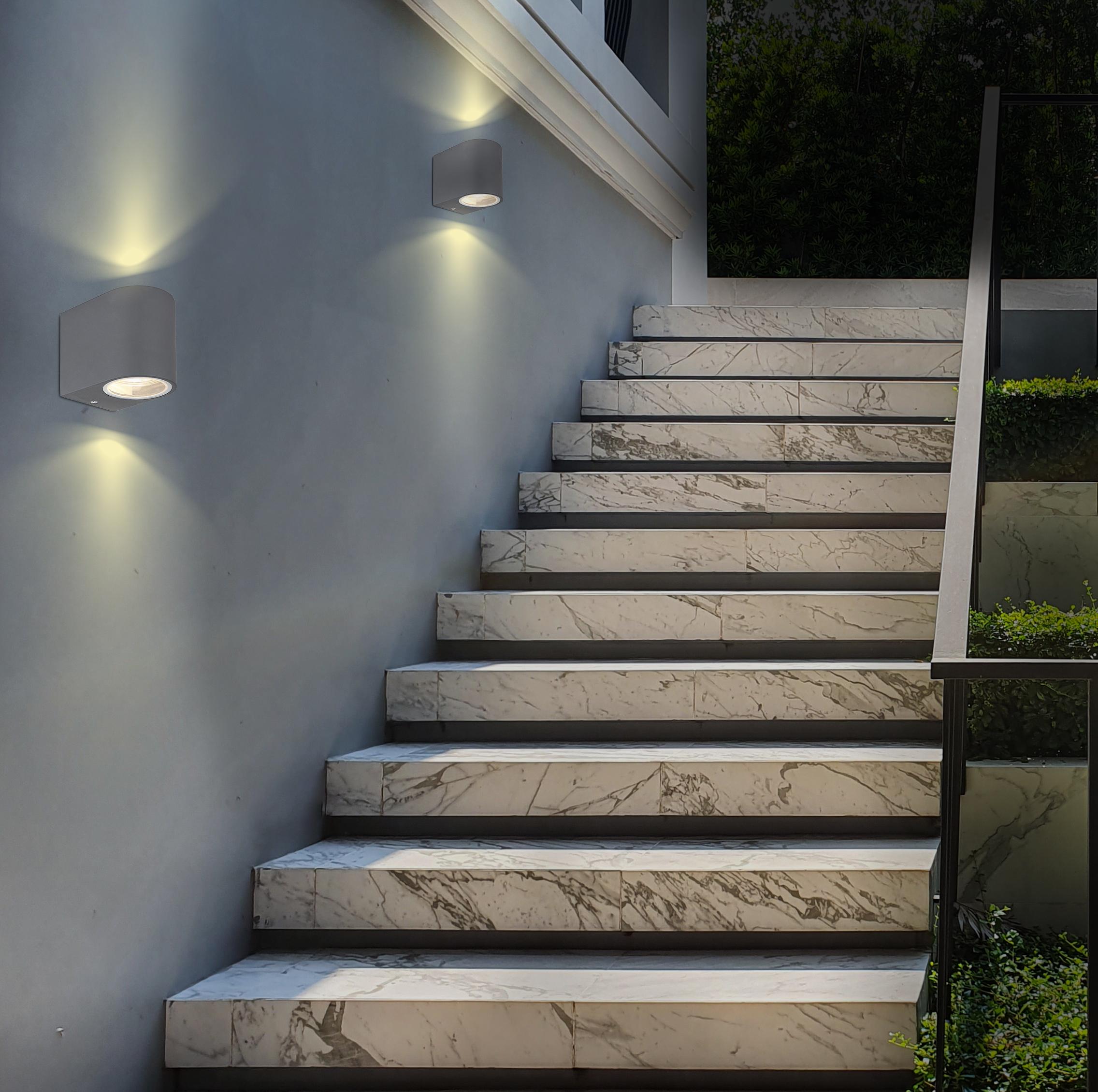 Außenleuchte 35 W Glas/Aluminium - Klar/Anthrazit, Design, Glas/Metall (6,8/9,2/8,1cm) - Globo
