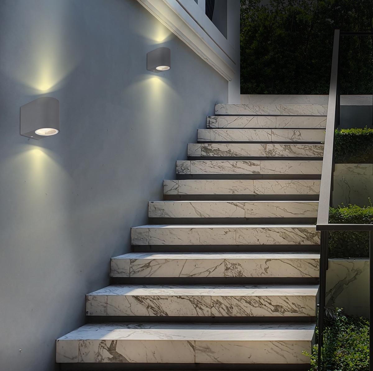 Außenleuchte 35 W Glas/Aluminium - Klar/Anthrazit, Design, Glas/Metall (6,8/9,2/8,1cm) - Globo