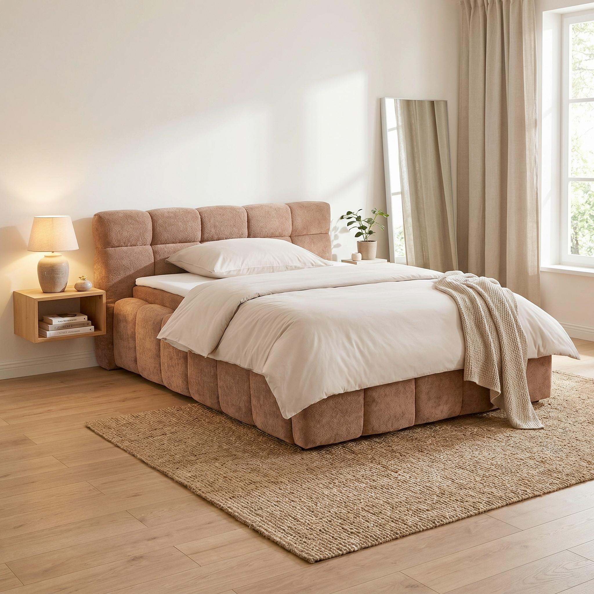 Čalouněná postel MONTE 120x200, světle hnědá - černá/světle hnědá, Konvenční, textil/plast (120/200cm) - Based