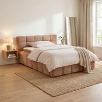 Čalúnená posteľ MONTE 120x200, svetlohnedá - svetlohnedá/čierna, Konventionell, textil/plast (120/200cm) - Based