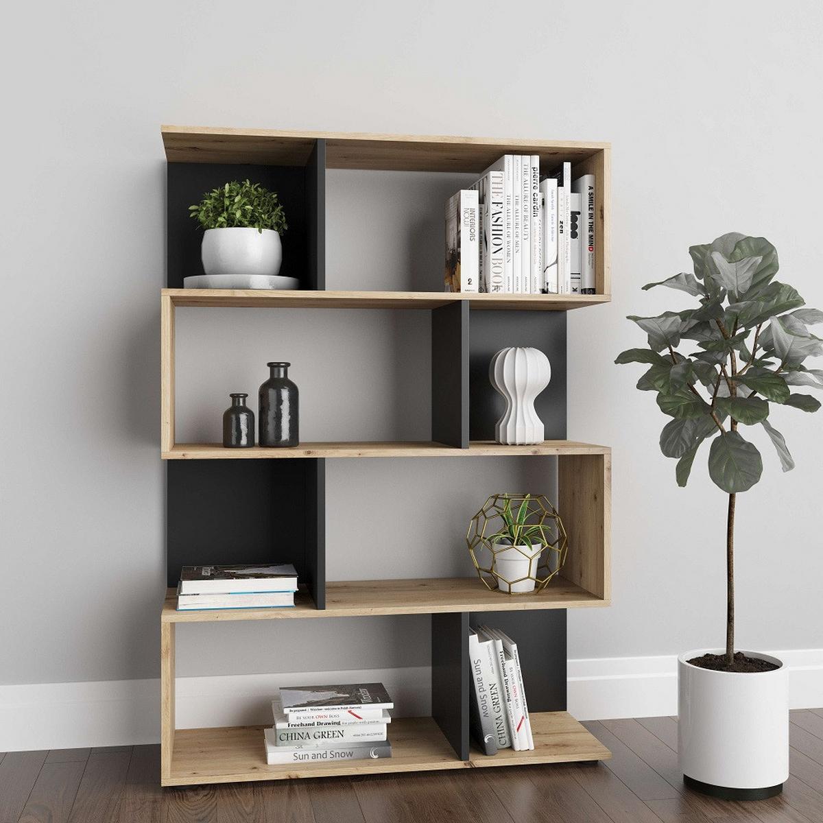 Regal Shelfy - Eiche Artisan/Grau, MODERN, Holzwerkstoff (103/146/36cm) - MID.YOU