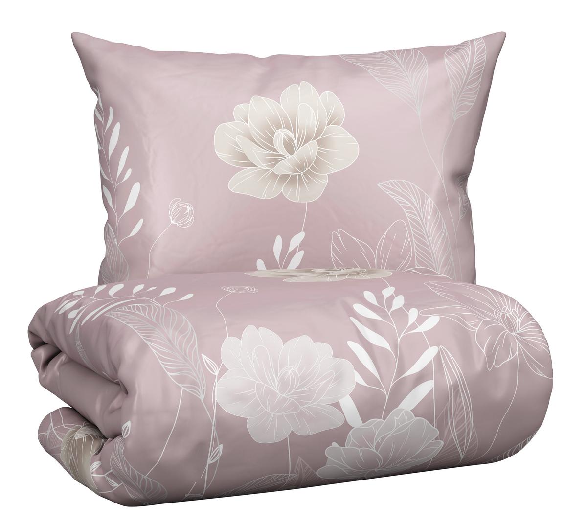 Posteľná bielizeň Nala, 70/90 140/200cm - hnedofialová, Romantik / Landhaus, textil (140/200cm) - Mömax