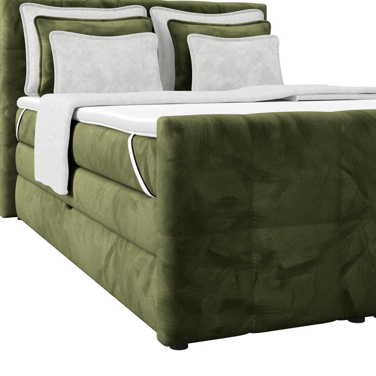 Boxspringbett mit Topper und Bettkasten 140x200 cm Medino - Dunkelgrün, KONVENTIONELL, Holz/Holzwerkstoff (140/200cm) - Luca Bessoni