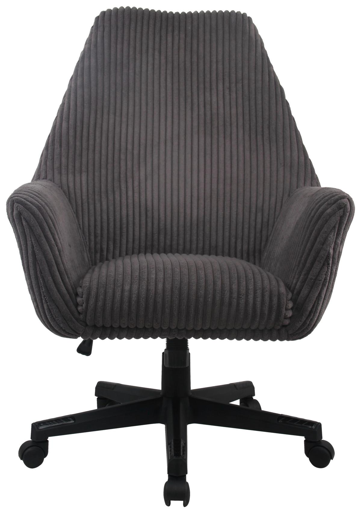 Drehstuhl Leone mit Armstützen Kord Dunkelgrau - Dunkelgrau/Schwarz, MODERN, Kunststoff/Textil (66/137/68cm) - MID.YOU