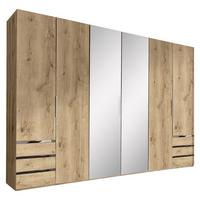 Drehtürenschrank Mit Spiegel 300cm Level 36a, Eichendekor - Plankeneiche/Eichefarben, MODERN, Glas/Holzwerkstoff (300/216/58cm) - MID.YOU