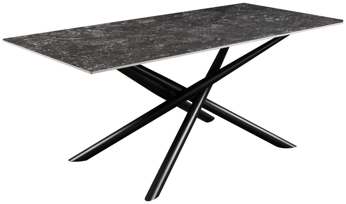 Jedálenský stôl DAVID 180x90 - čierna/sivá, Modern, kov/keramika (180/76/90cm) - Mömax