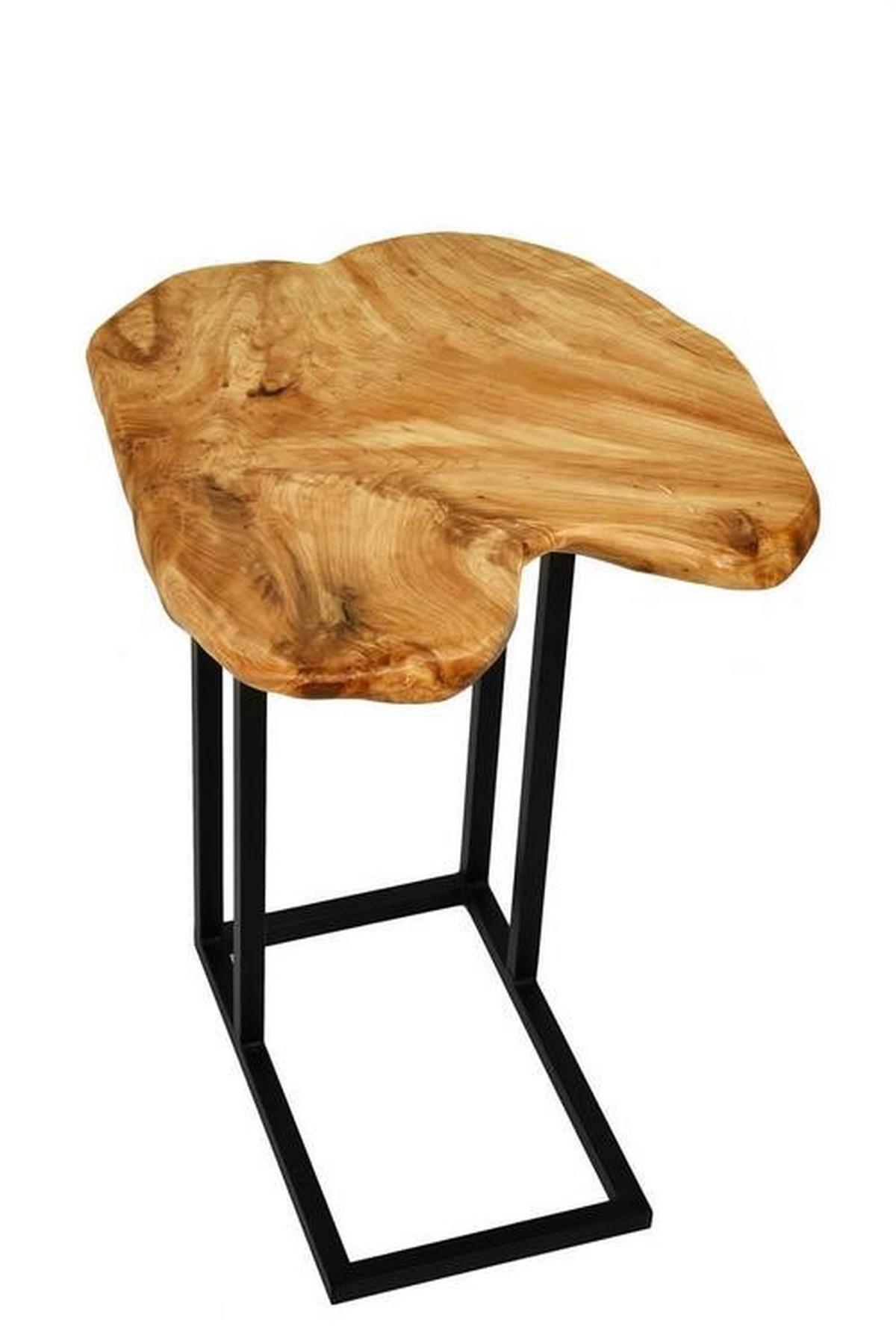 Beistelltisch Woody, Hellbraun/Schwarz - Hellbraun/Schwarz, Basics, Holz/Metall (40/45/61cm) - Kayoom