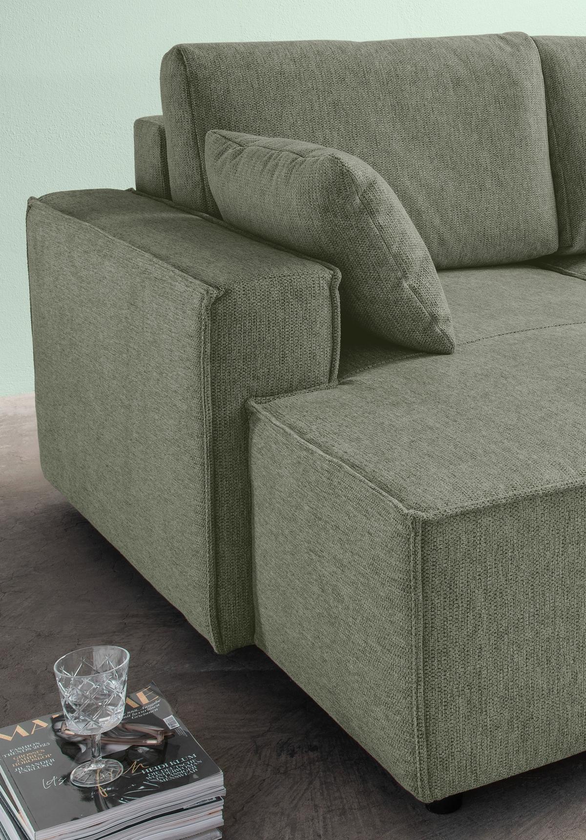 Bigsofa Tramin, Silberfarben B: 188 Cm - Dunkelgrün/Schwarz, MODERN, Textil (188/86/154cm) - Livetastic