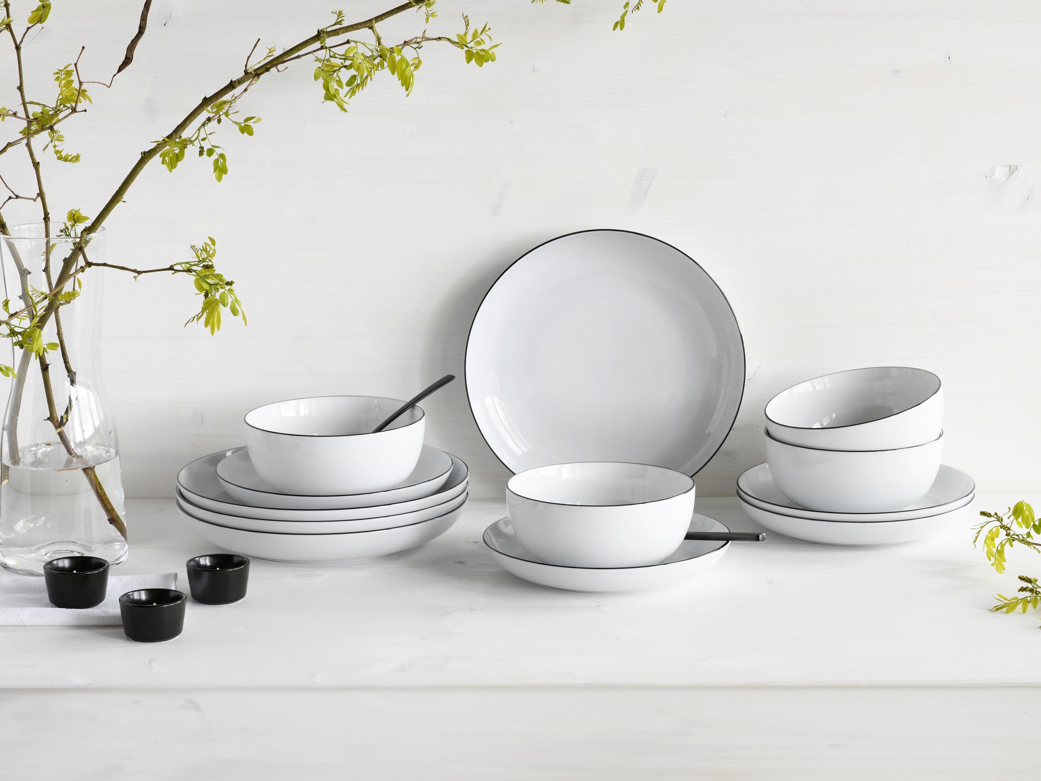 Tafelservice Porzellan Schwarz Weiß - Design - Creatable