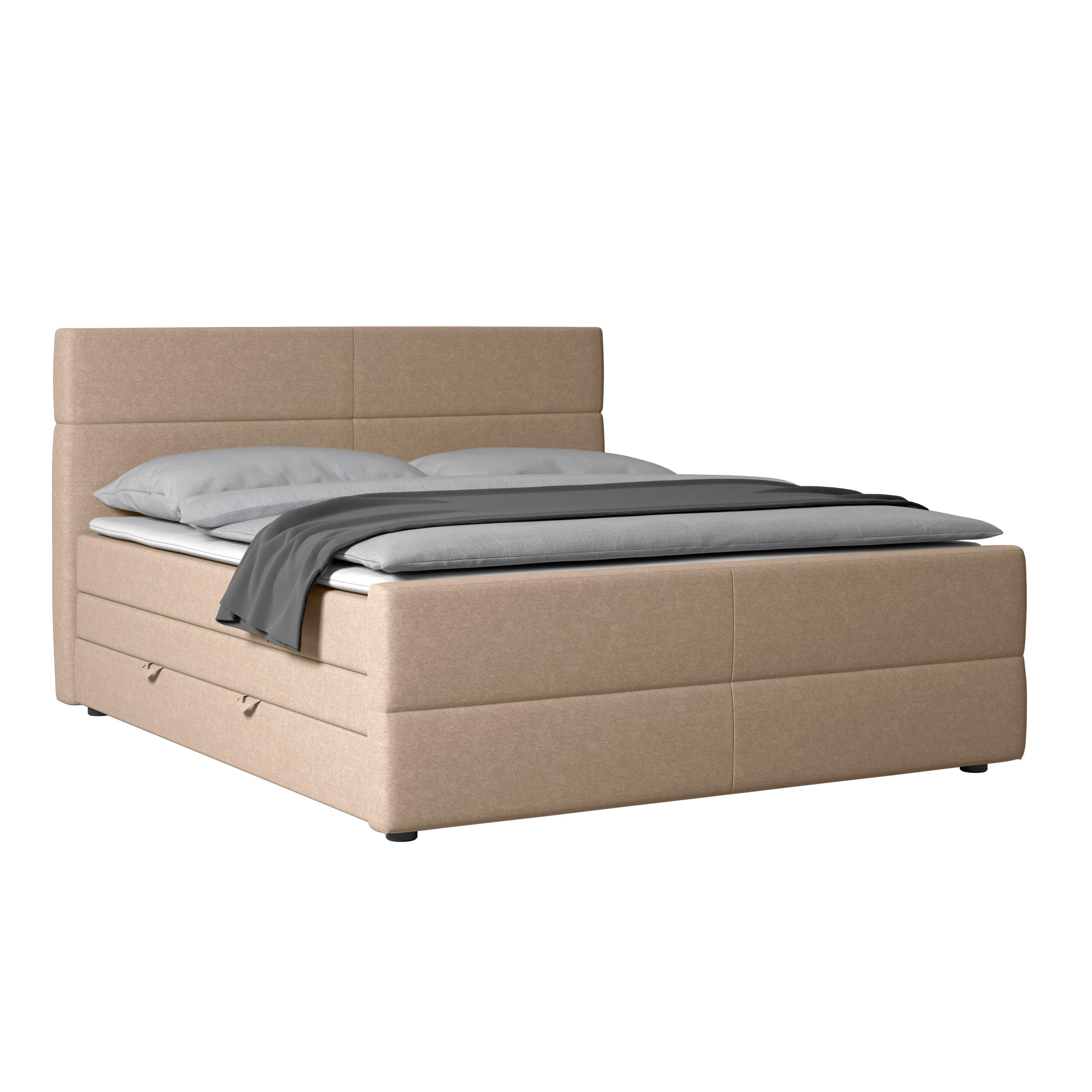 Boxspringbett Verona 180x200 cm Naturfarben - Schwarz/Naturfarben, MODERN, Karton/Holzwerkstoff (180/200cm) - MID.YOU