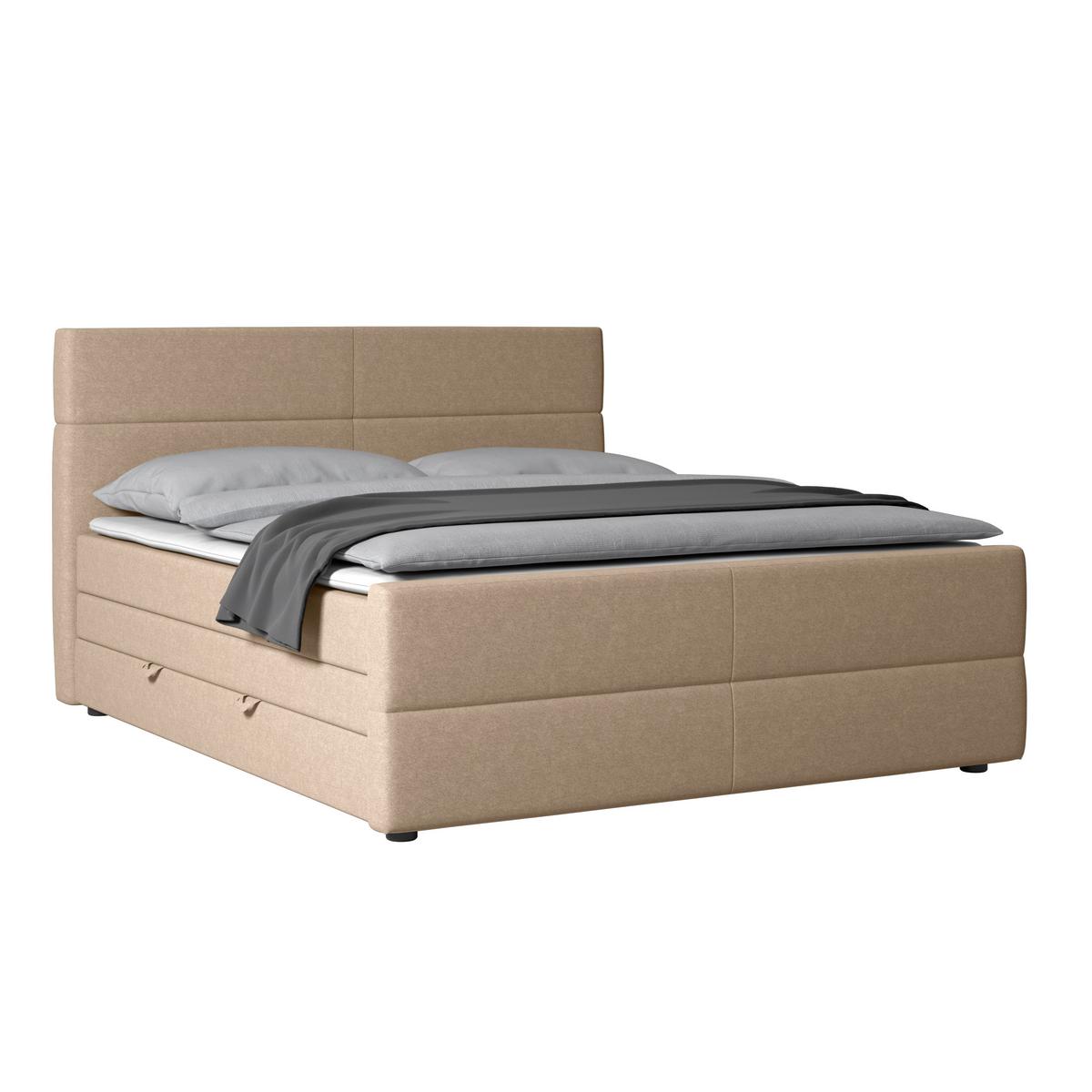 Boxspringbett mit Bettkasten Verona 180x200 cm Naturfarben - Schwarz/Naturfarben, MODERN, Karton/Holzwerkstoff (180/200cm) - MID.YOU