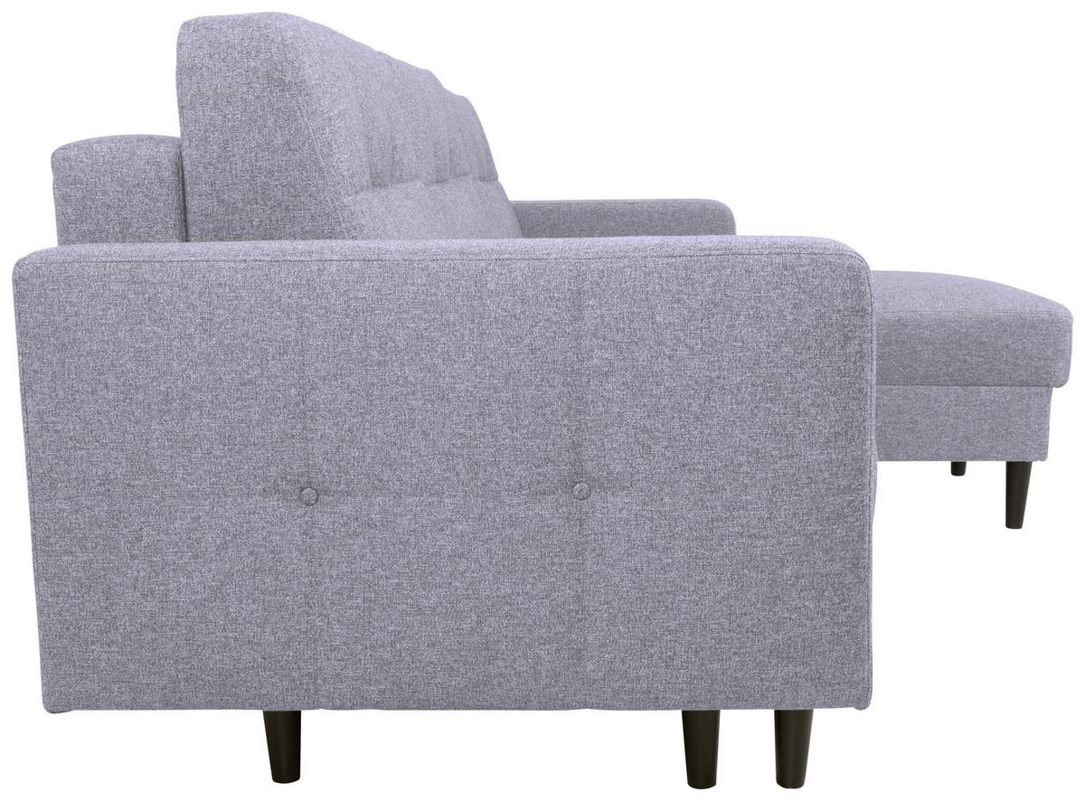 Eckschlafsofa Noret Graublau S: 223/157 cm - Hellgrau/Schwarz, KONVENTIONELL, Textil (223/157cm) - MID.YOU