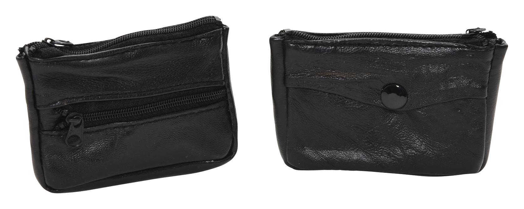 Schlüsseltasche mit Geldfach - Schwarz, KONVENTIONELL, Leder (7/11cm)