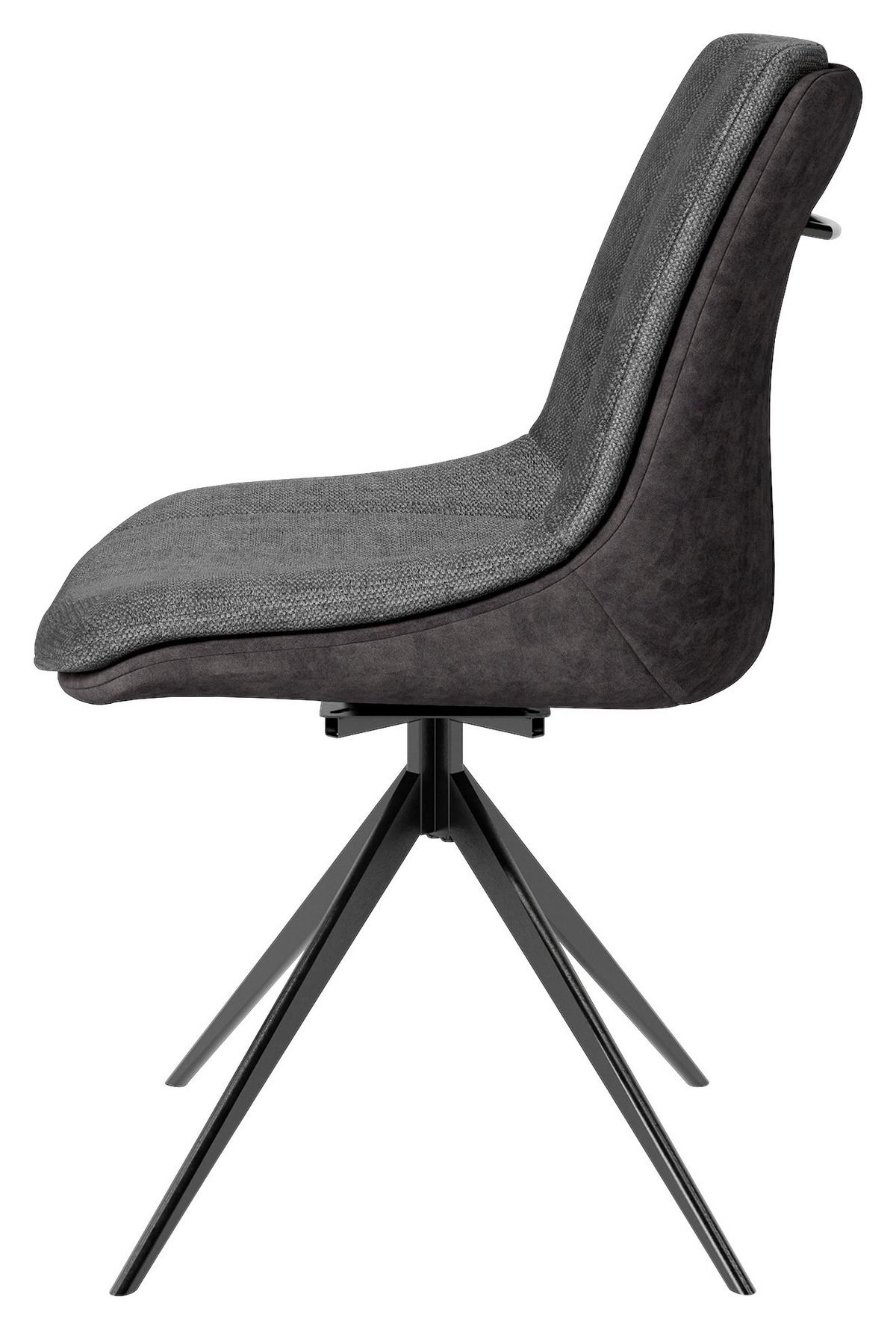 Stuhl-set Phoenix - Dunkelgrau/Schwarz, MODERN, Textil/Metall (50/88/62cm) - MID.YOU