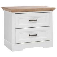Nachtkästchen Weiß/Eiche H: 54 cm Jasmin II - Schwarz/Weiß, LIFESTYLE, Holzwerkstoff (64cm)