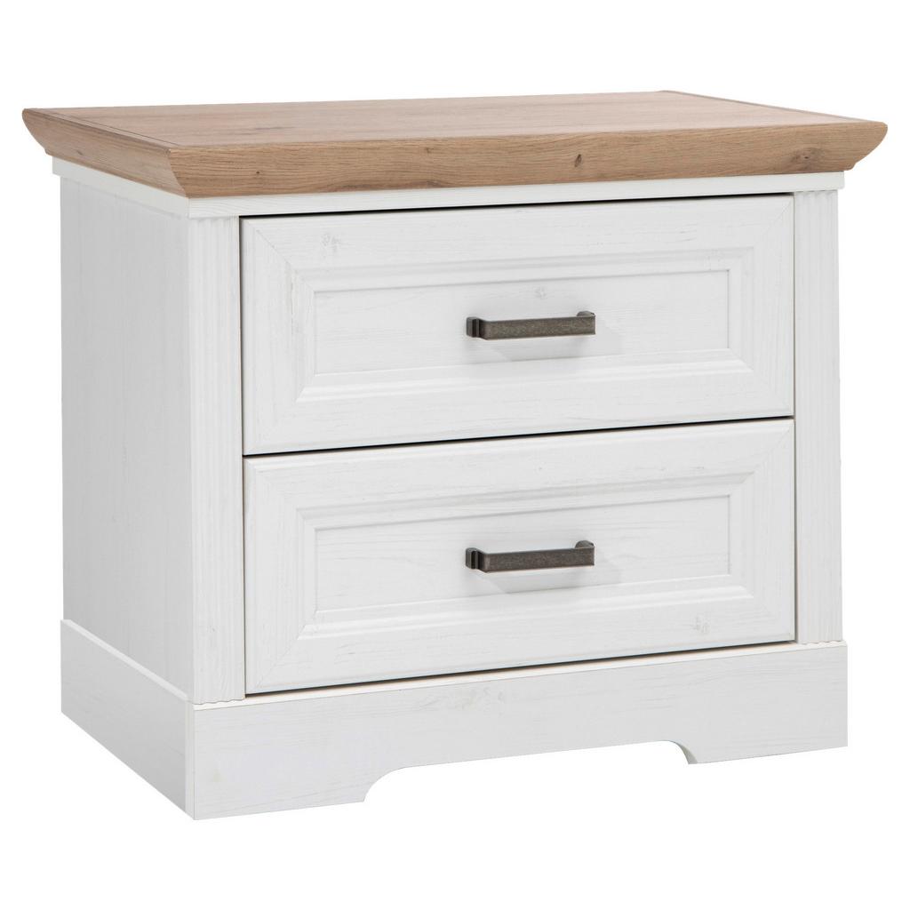 Nachtkästchen Weiß/Eiche H: 54 cm Jasmin II