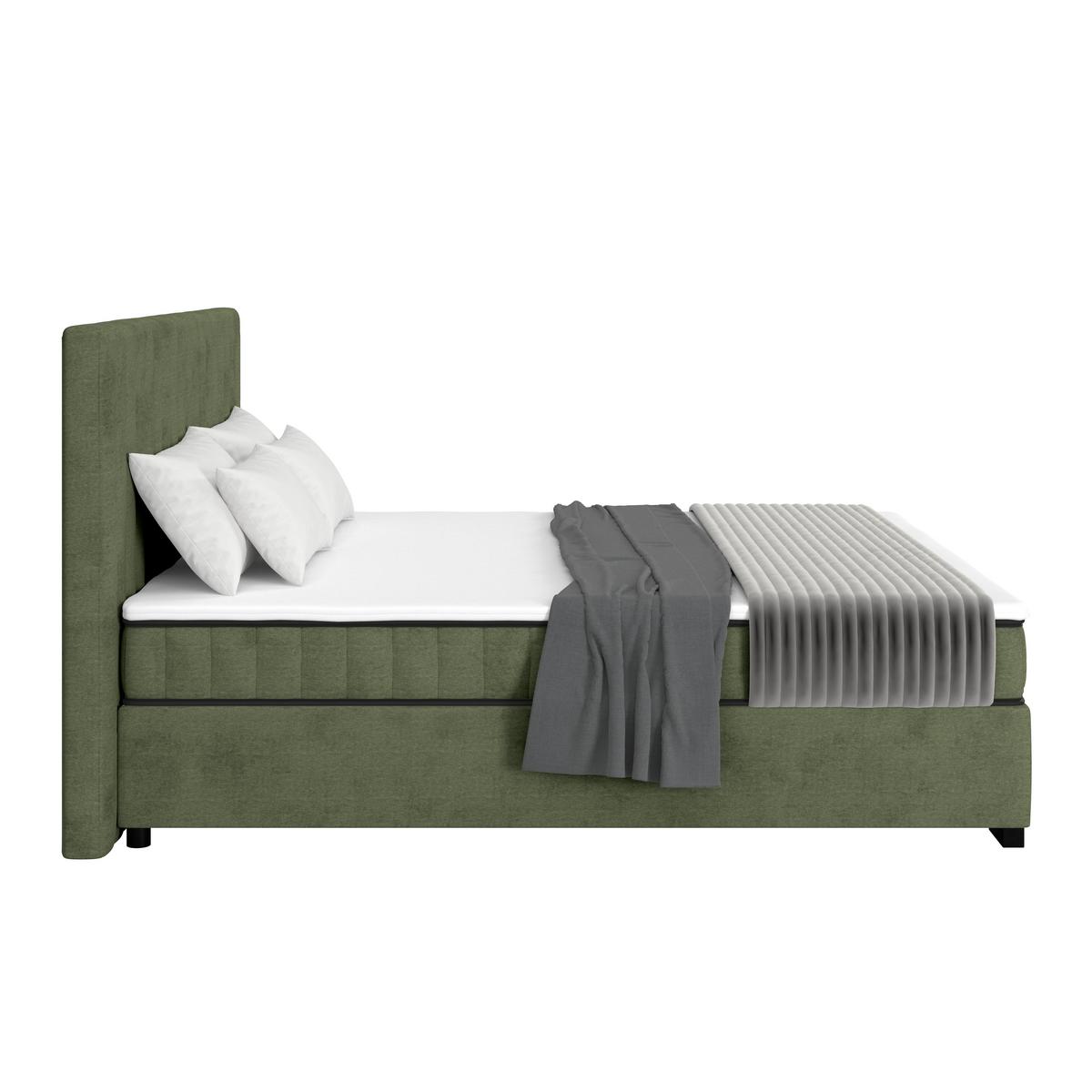 Boxbett Maya 200 - Schwarz/Olivgrün, MODERN, Holz/Holzwerkstoff (200/200cm)