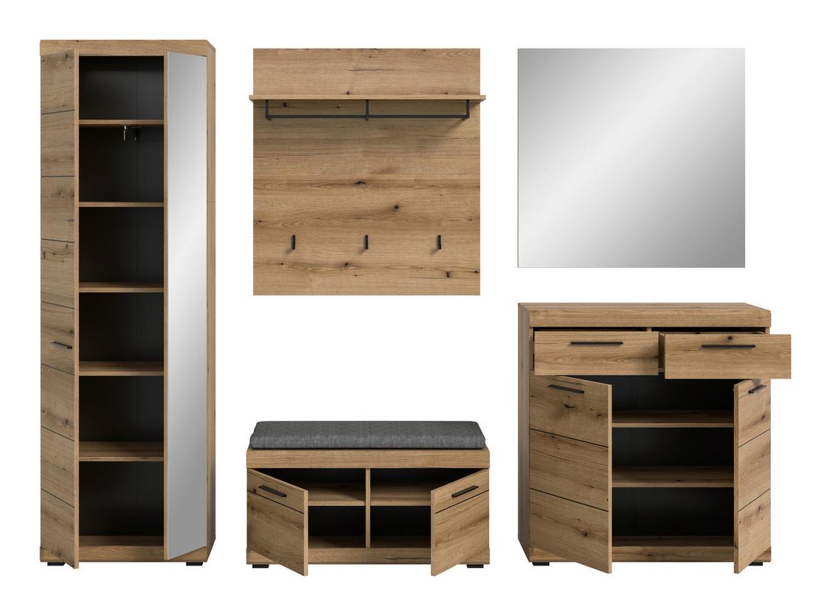 Garderobe Scout 5-teilig Eiche Dunkel B: 272 Cm - Eiche dunkel, Design, Holzwerkstoff (272/197/40cm) - Livetastic