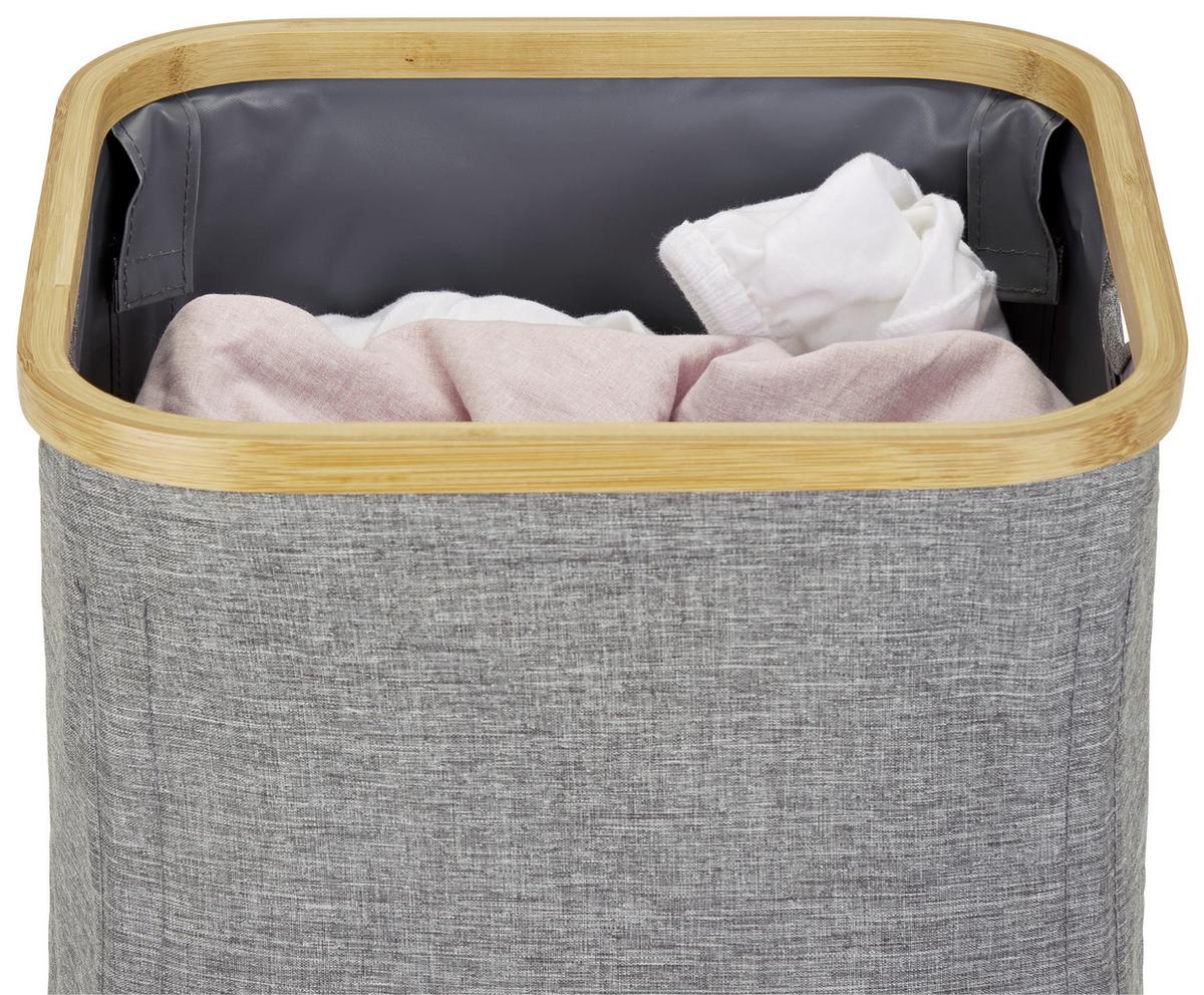 Wäschetonne mit Deckel Nantje Grau, 33x54x33 cm - Braun/Grau, MODERN, Holz/Textil (33/54/33cm) - Luca Bessoni