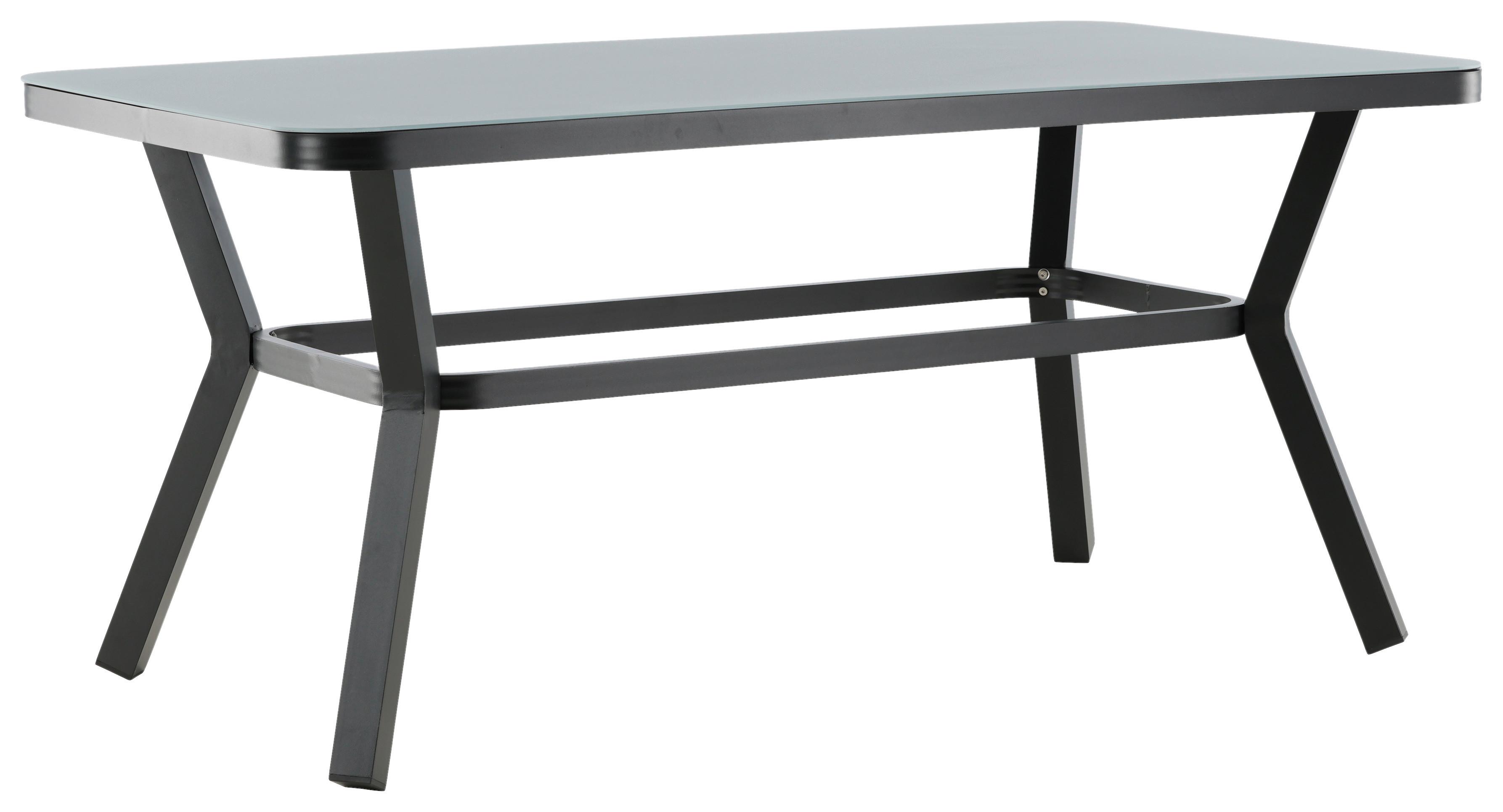 Gartentisch Virya - Schwarz/Grau, KONVENTIONELL, Glas/Metall (160/90/74cm) - Gardenson